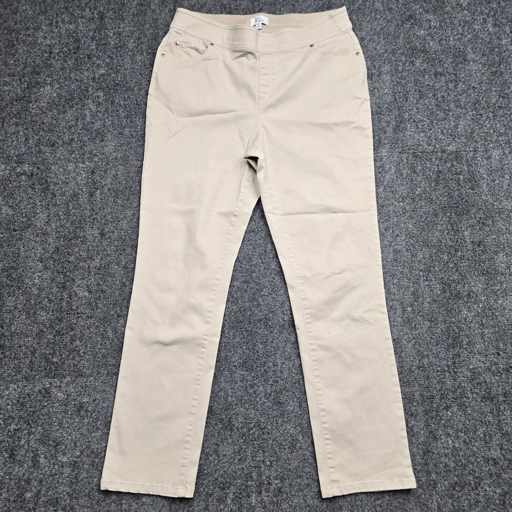 Kim Rogers Womens Size 12 33W Beige Khaki Pull On Straight Leg Pants